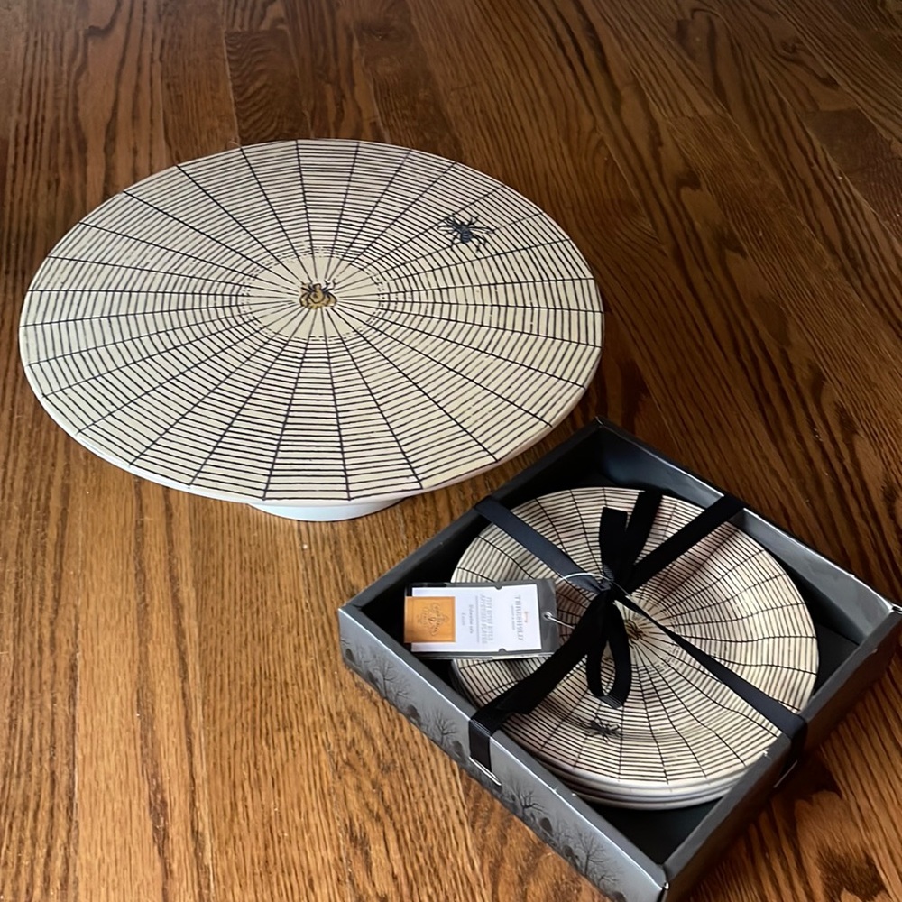 John Derian For Threshold Target Spider Web Melamine Cake Stand RARE with plates